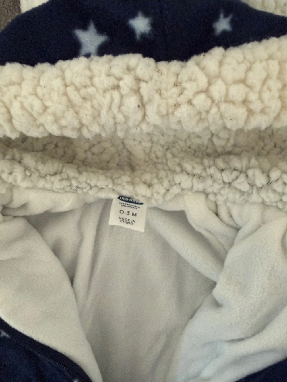 Old Navy Navy Star Fleece Hooded One-Piece with Sherpa Trim